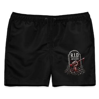 Rentner im Dienst - Männer Badeshorts - Schwarz - Vorne - AI Model Male 178 light (178cm)