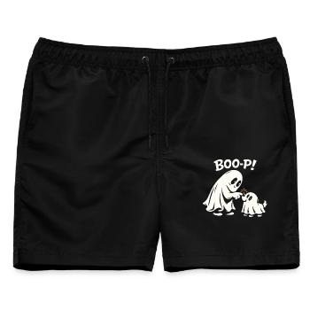Boo-P - Süßer Halloween Geist mit Hund - Männer Badeshorts - Schwarz - Vorne - AI Model Male 178 light (178cm)