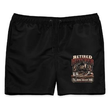 Metzger Rente Schlachter Metzgerhandwerk - Männer Badeshorts - Schwarz - Vorne - AI Model Male 178 light (178cm)