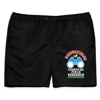 Vogelbeobachtung als Feldforschung - Männer Badeshorts - Schwarz - Vorne - AI Model Male 178 light (178cm)