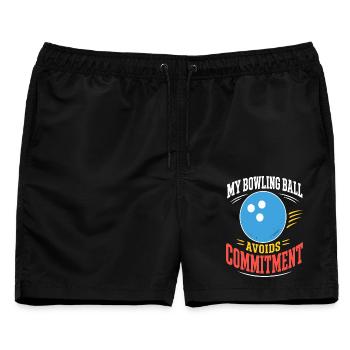 Bowlingkugel vermeidet Verpflichtungen - Männer Badeshorts - Schwarz - Vorne - AI Model Male 178 light (178cm)