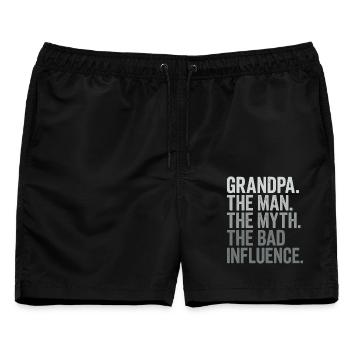 Opa der Mann, der Mythos, der schlechte Einfluss - Männer Badeshorts - Schwarz - Vorne - AI Model Male 178 light (178cm)