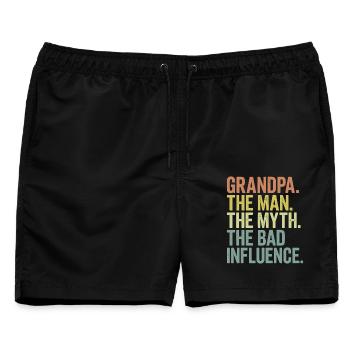 Opa der Mann, der Mythos, der schlechte Einfluss - Männer Badeshorts - Schwarz - Vorne - AI Model Male 178 light (178cm)