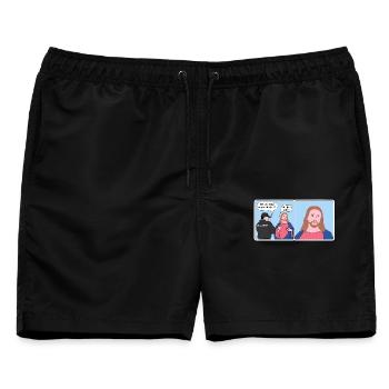 Jesus „Nur Wasser“ Meme - Männer Badeshorts - Schwarz - Vorne - AI Model Male 178 light (178cm)