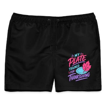 Thanksgiving-Teller im Training - Männer Badeshorts - Schwarz - Vorne - AI Model Male 178 light (178cm)