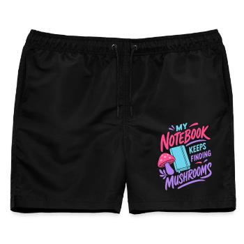 Notizbuch findet immer Pilze - Männer Badeshorts - Schwarz - Vorne - AI Model Male 178 light (178cm)