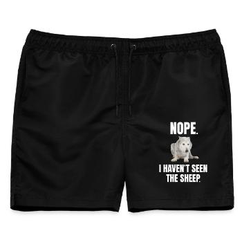 Nope I Haven't Seen The Sheep Wolf Meme - Männer Badeshorts - Schwarz - Vorne - AI Model Male 178 light (178cm)