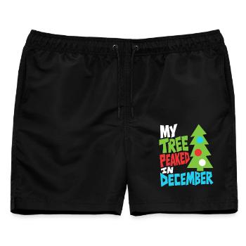 Weihnachtsbaum hatte im Dezember Hochsaison - Männer Badeshorts - Schwarz - Vorne - AI Model Male 178 light (178cm)