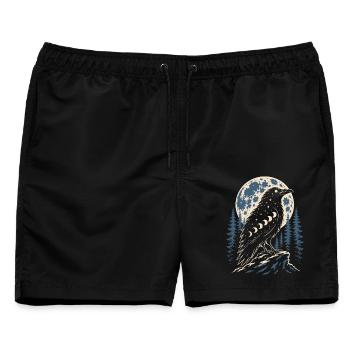 Nordischer Rabe mit Mondphasen Symbol - Männer Badeshorts - Schwarz - Vorne - AI Model Male 178 light (178cm)