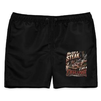 Metzger Schlachter Metzgerhandwerk - Männer Badeshorts - Schwarz - Vorne - AI Model Male 178 light (178cm)