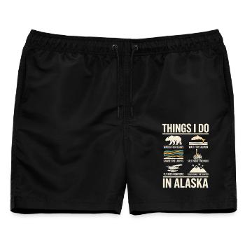 Dinge, die ich in Alaska tue: Bären beobachten - Männer Badeshorts - Schwarz - Vorne - AI Model Male 178 light (178cm)