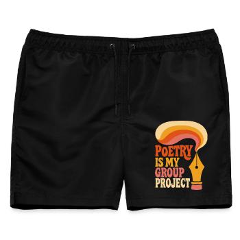 Poetry Is My Group Project - Männer Badeshorts - Schwarz - Vorne - AI Model Male 178 light (178cm)