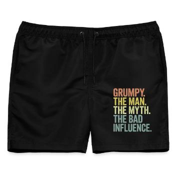 Grumpy der Mann, der Mythos, der schlechte Einfluss - Männer Badeshorts - Schwarz - Vorne - AI Model Male 178 light (178cm)