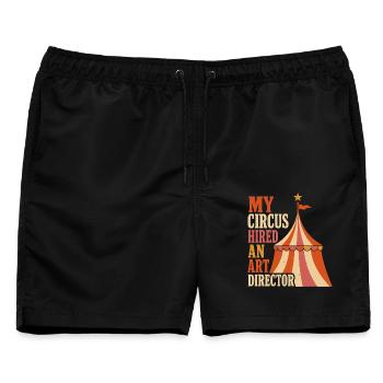 My Circus Hired an Art Director - Männer Badeshorts - Schwarz - Vorne - AI Model Male 178 light (178cm)