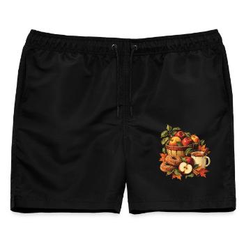 Apfelgarten-Donuts Herbsternte - Männer Badeshorts - Schwarz - Vorne - AI Model Male 178 light (178cm)