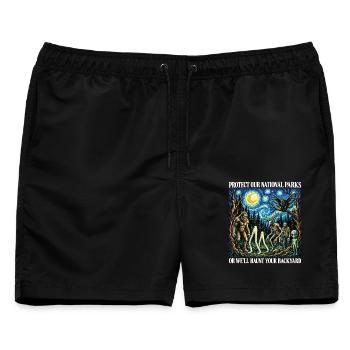 Kryptid Van Gogh schützt unsere Nationalparks - Männer Badeshorts - Schwarz - Vorne - AI Model Male 178 light (178cm)