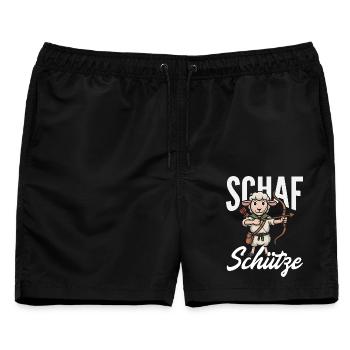 Bogenschütze Schaf - Bogenschießen Hobby - Männer Badeshorts - Schwarz - Vorne - AI Model Male 178 light (178cm)