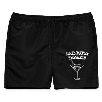 Trinkzeit – Retro-Cocktail-Martini-Glas - Männer Badeshorts - Schwarz - Vorne - AI Model Male 178 light (178cm)