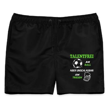 Fußball Fussball Talentfrei am Ball Tresen Bier - Männer Badeshorts - Schwarz - Vorne - AI Model Male 178 light (178cm)