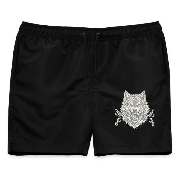 Wolf bricht Ketten Freiheit Tattoo Style - Männer Badeshorts - Schwarz - Vorne - AI Model Male 178 light (178cm)