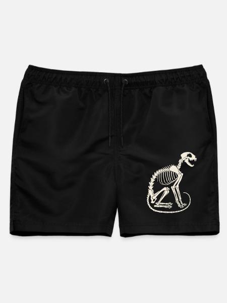 Skelett Katze - Männer Badeshorts - Schwarz