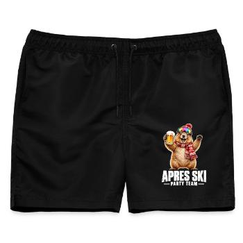 Apres Ski Party Team, Skifahren, Hüttenparty - Männer Badeshorts - Schwarz - Vorne - AI Model Male 178 light (178cm)