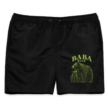 Baba Bär Vater Vintage-Familie Matching - Männer Badeshorts - Schwarz - Vorne - AI Model Male 178 light (178cm)