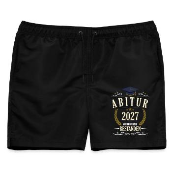 Abitur 2027 - Männer Badeshorts - Schwarz - Vorne - AI Model Male 178 light (178cm)
