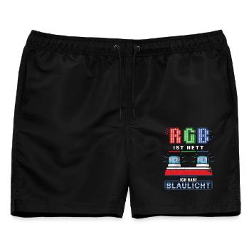 RGB ist nett ich habe Blaulicht Notfallsanitäter - Männer Badeshorts - Schwarz - Vorne - AI Model Male 178 light (178cm)