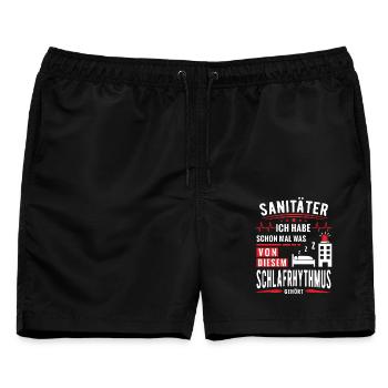 Schlafrhythmus Sanitäter Rettungsdienst Lustig - Männer Badeshorts - Schwarz - Vorne - AI Model Male 178 light (178cm)