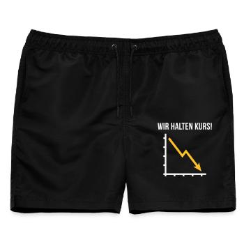 Wir Halten Kurs! (Fortschritt / Abwärts / NEG 2C) - Männer Badeshorts - Schwarz - Vorne - AI Model Male 178 light (178cm)