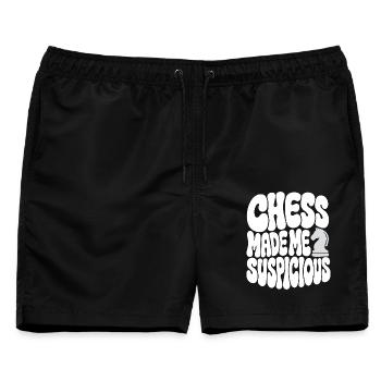 Schach – Chess Made Me Suspicious - Männer Badeshorts - Schwarz - Vorne - AI Model Male 178 light (178cm)