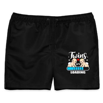 Zwillinge sind geladen, Mama bekommt Zwillinge - Männer Badeshorts - Schwarz - Vorne - AI Model Male 178 light (178cm)