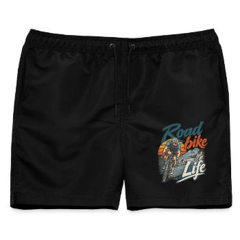Road Bike Retro Geschenkidee  - Männer Badeshorts - Schwarz - Vorne - AI Model Male 178 light (178cm)