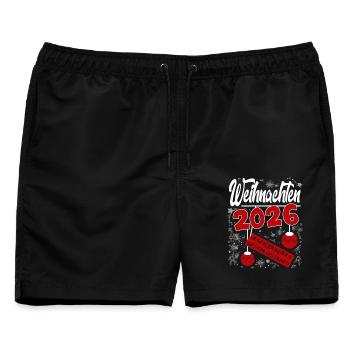 Weihnachten 2026 Burnout Flocken Sprüche Santa - Männer Badeshorts - Schwarz - Vorne - AI Model Male 178 light (178cm)