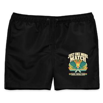 Just One More Match – Vintage Padel Design - Männer Badeshorts - Schwarz - Vorne - AI Model Male 178 light (178cm)
