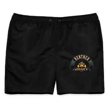 Rentner 2027 (Rente Ruhestand Zieleinfahrt / 4C) - Männer Badeshorts - Schwarz - Vorne - AI Model Male 178 light (178cm)