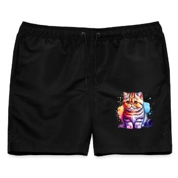 Exotische Kurzhaarkatze Geschenk - Männer Badeshorts - Schwarz - Vorne - AI Model Male 178 light (178cm)