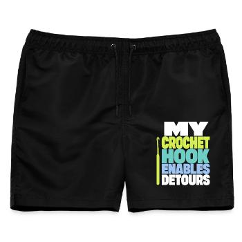 Häkeln – My Crochet Hook Enables Detours - Männer Badeshorts - Schwarz - Vorne - AI Model Male 178 light (178cm)