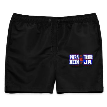 PAPA SAGT NEIN. TOCHTER SAGT JA. - Männer Badeshorts - Schwarz - Vorne - AI Model Male 178 light (178cm)