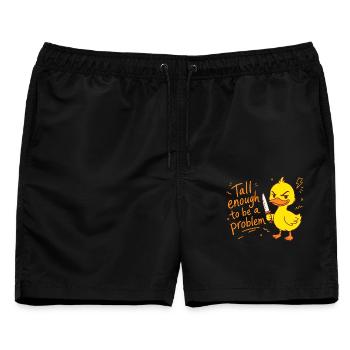 Tall enough to be a problem - Ente mit Messer - Männer Badeshorts - Schwarz - Vorne - AI Model Male 178 light (178cm)