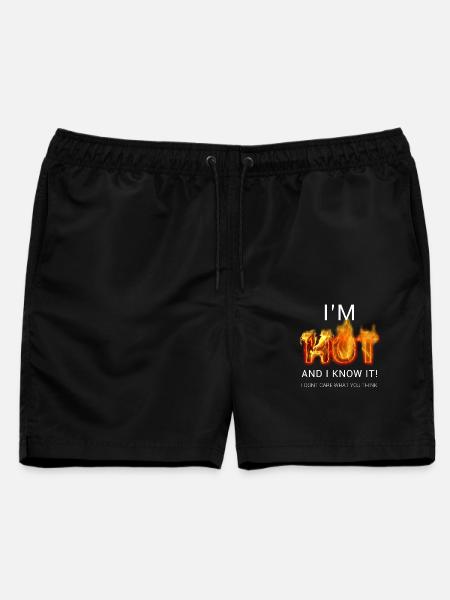 Flaming Confidence Zitat-Tee – Mir geht's heiß - Männer Badeshorts - Schwarz