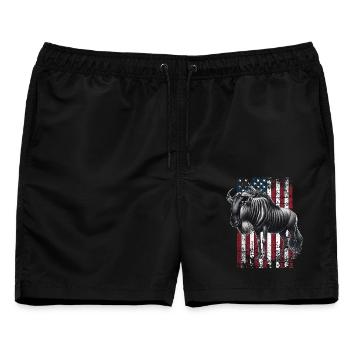 Wildebeest US Gnu - Männer Badeshorts - Schwarz - Vorne - AI Model Male 178 light (178cm)