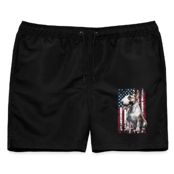 Bull Terrier US Bullterrier - Männer Badeshorts - Schwarz - Vorne - AI Model Male 178 light (178cm)
