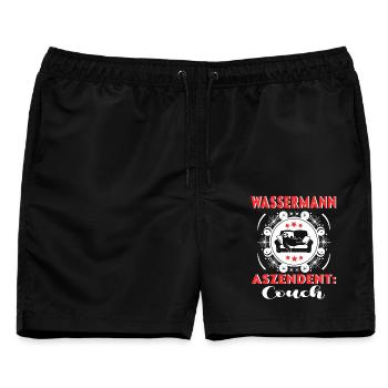 Sternzeichen Wassermann Aszendent Couch Birthday - Männer Badeshorts - Schwarz - Vorne - AI Model Male 178 light (178cm)