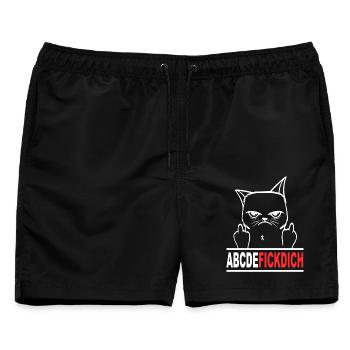 Fuck you Fick dich T Shirt Sprüche Lustige Tiere - Männer Badeshorts - Schwarz - Vorne - AI Model Male 178 light (178cm)