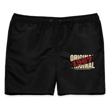 59. Geburtstag Geschenk Mann Original Oktober 1967 - Männer Badeshorts - Schwarz - Vorne - AI Model Male 178 light (178cm)