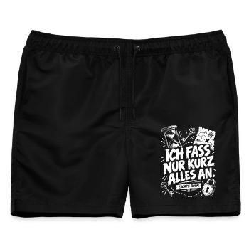 Escape Room - Ich fass nur kurz alles an - Männer Badeshorts - Schwarz - Vorne - AI Model Male 178 light (178cm)