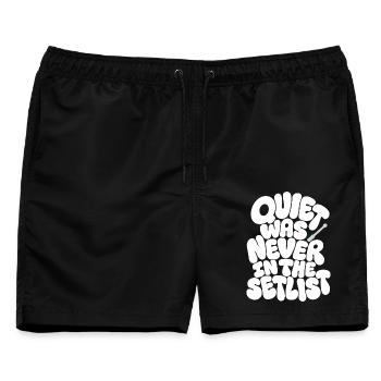 Schlagzeug – Quiet Was Never in the Setlist - Männer Badeshorts - Schwarz - Vorne - AI Model Male 178 light (178cm)