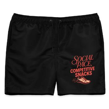 Laufen – Social Pace, Competitive Snacks - Männer Badeshorts - Schwarz - Vorne - AI Model Male 178 light (178cm)